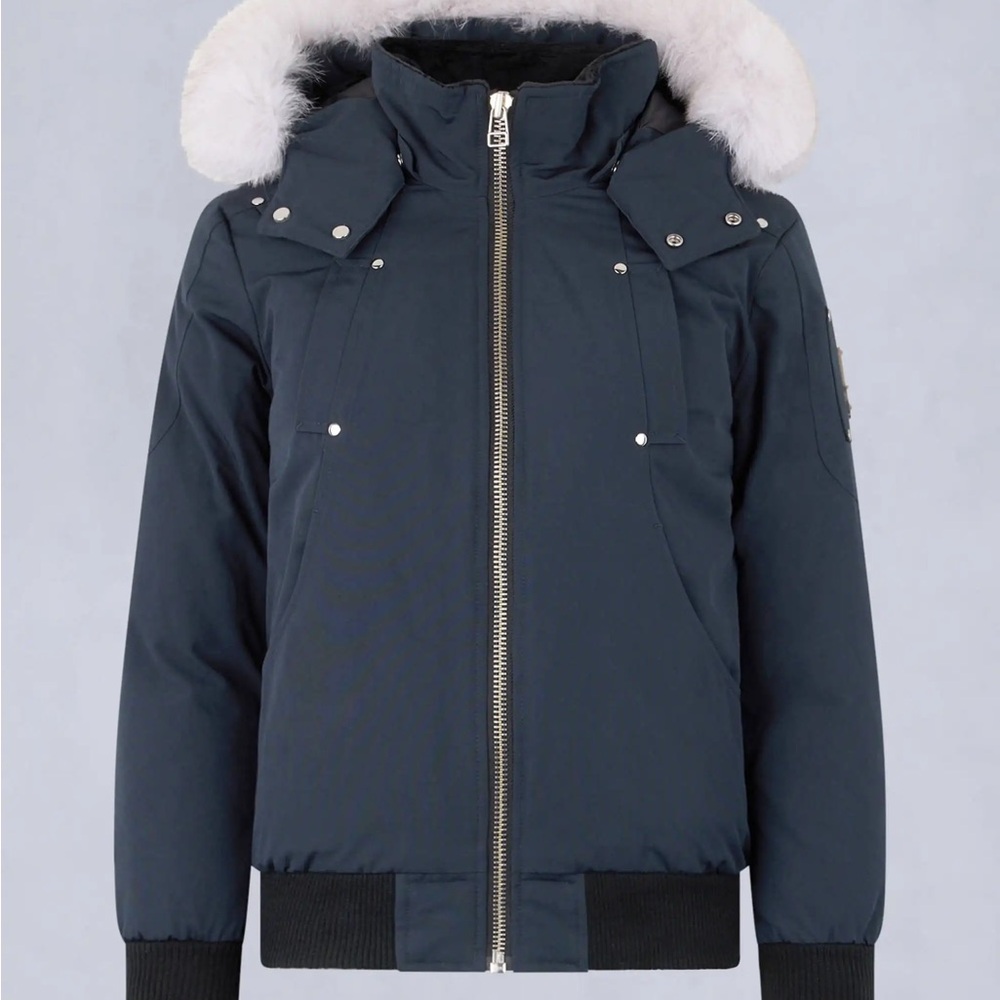 Moose Knuckles Kids Unisex Navy Original Bomber XL with Fox Fur